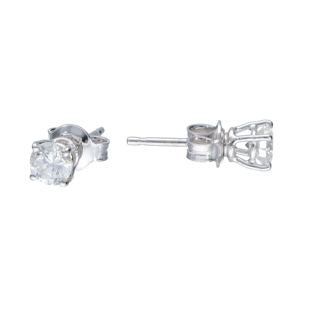Orecchini punto luce in oro bianco con diamanti 0.75 ct