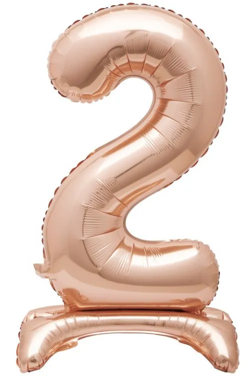 Palloncino numero 2 in piedi oro rosa 76 cm