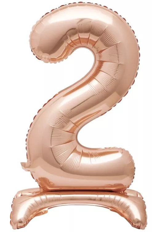 Palloncino numero 2 in piedi oro rosa 76 cm