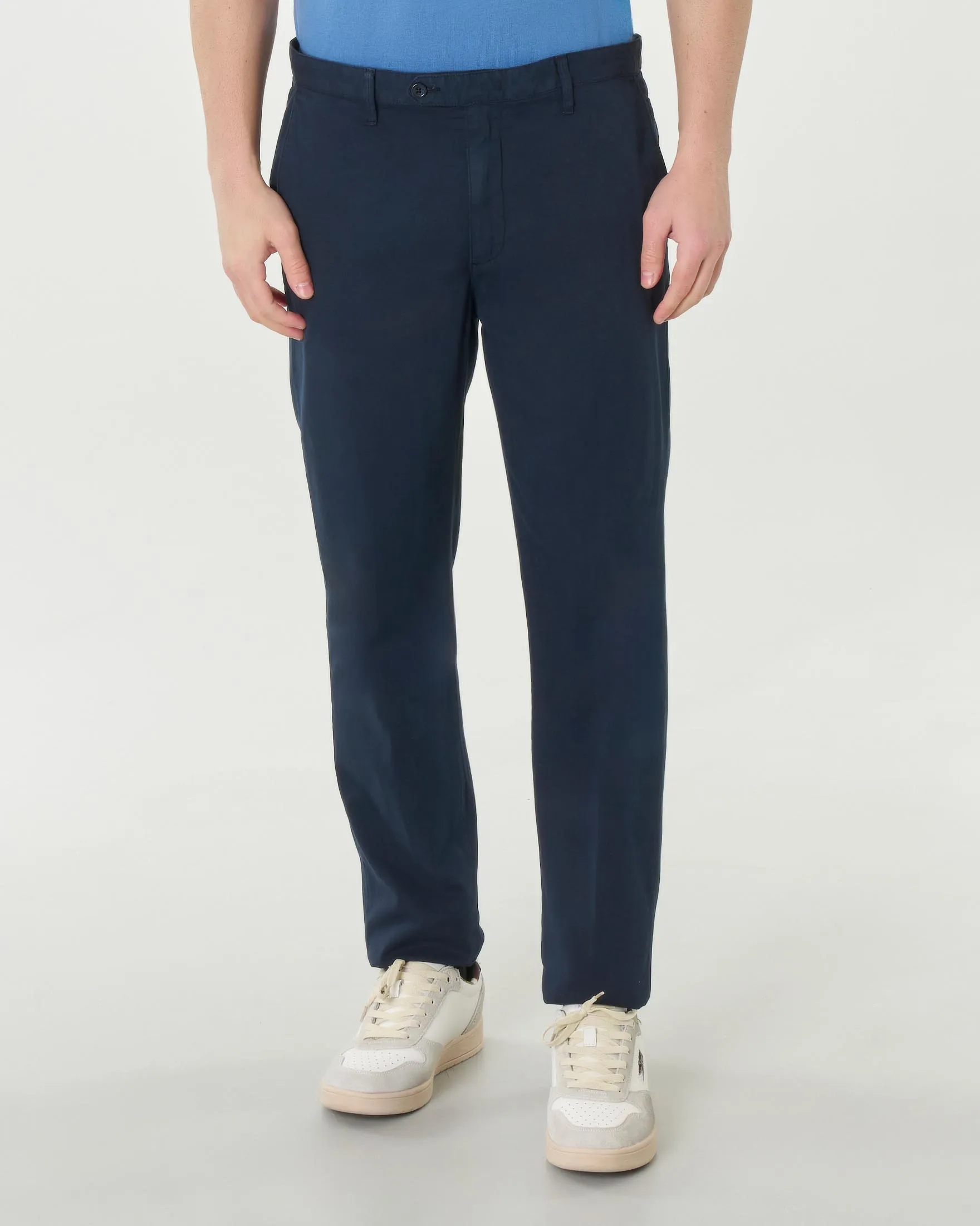 Pantalone chino blu in cotone stretch