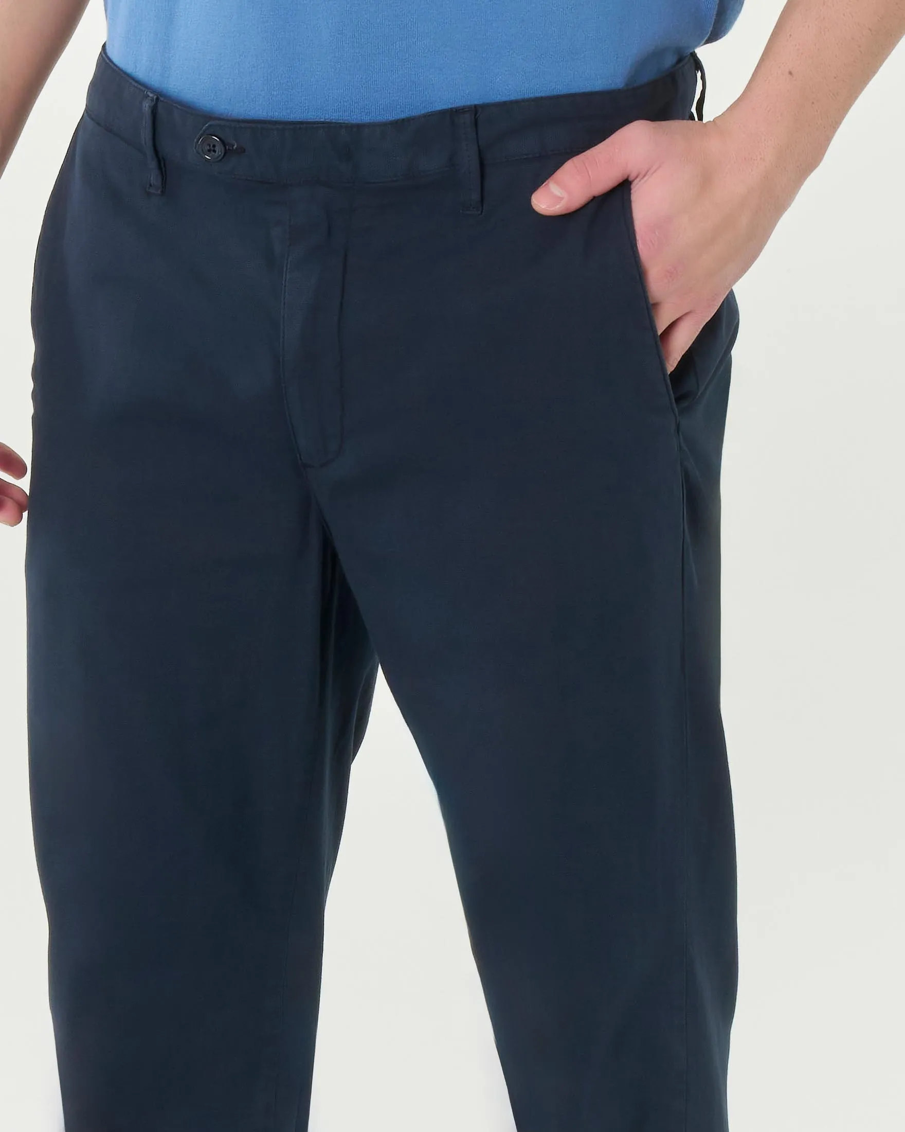 Pantalone chino blu in cotone stretch