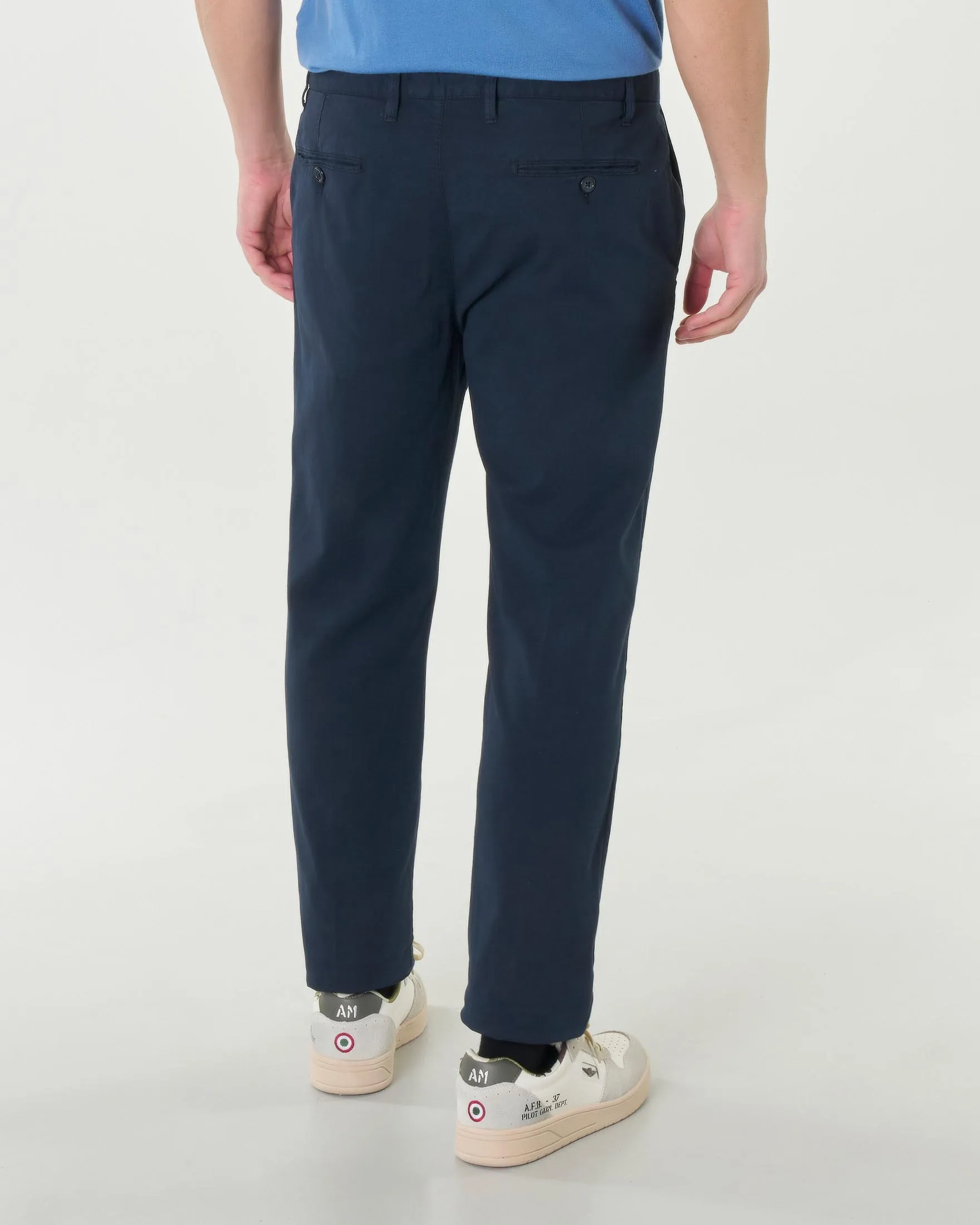 Pantalone chino blu in cotone stretch