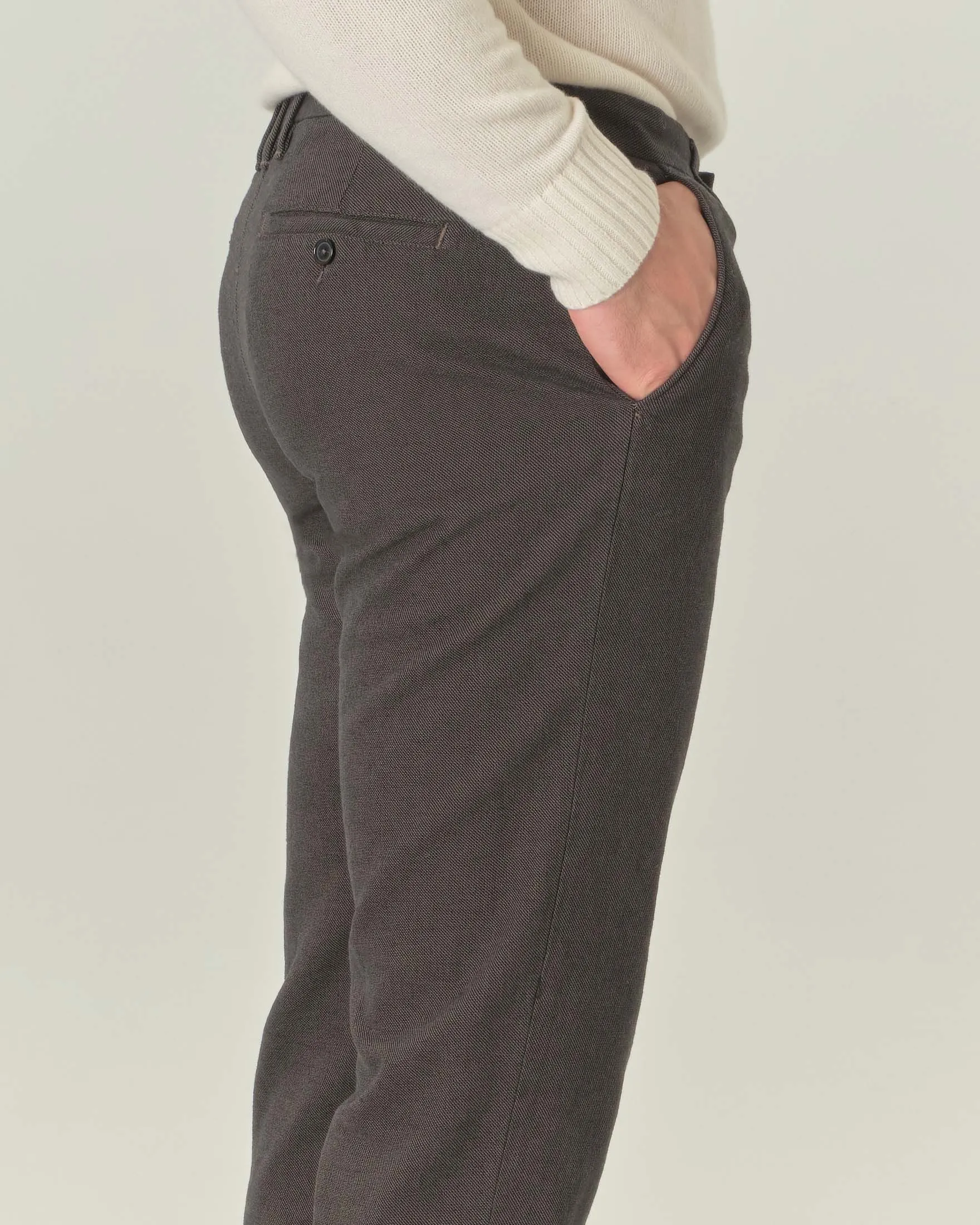 Pantalone chino fango micro armatura in cotone stretch