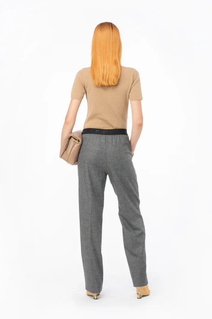 PANTALONE "PALMA" IN MISTO LANA CON STAMPA PRINCIPE DI GALLES