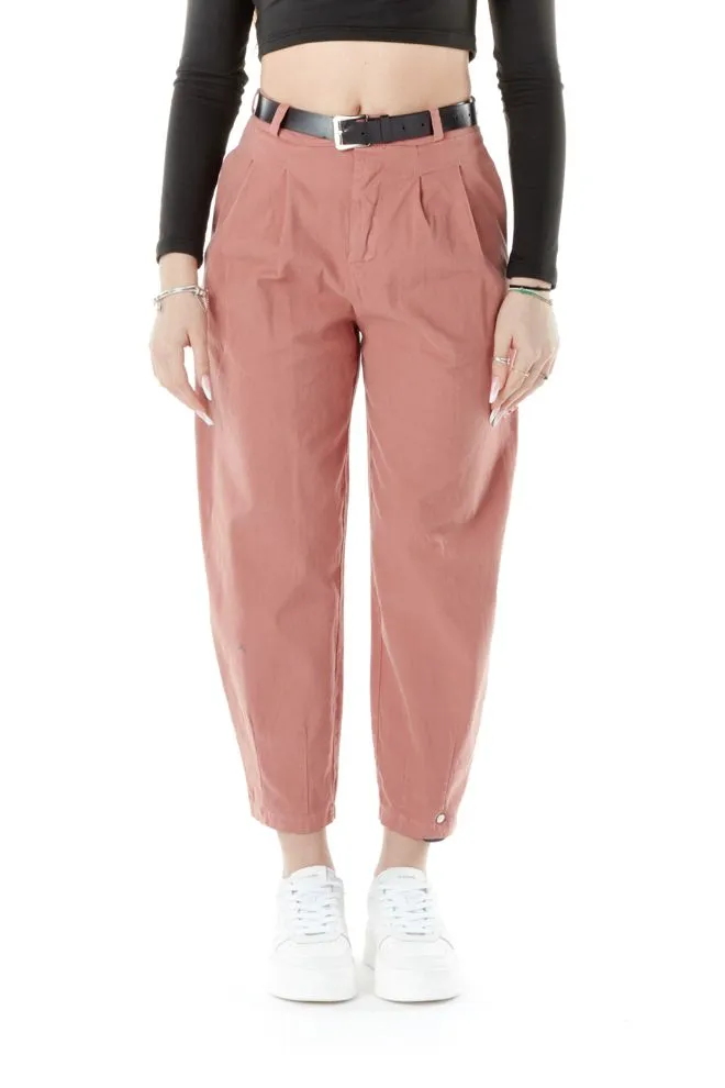 Pantalone slouchy donna rosa