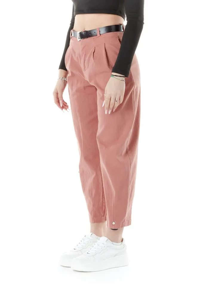 Pantalone slouchy donna rosa