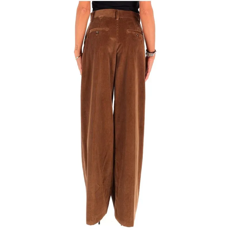 Pantalone Tania in cotone marrone 