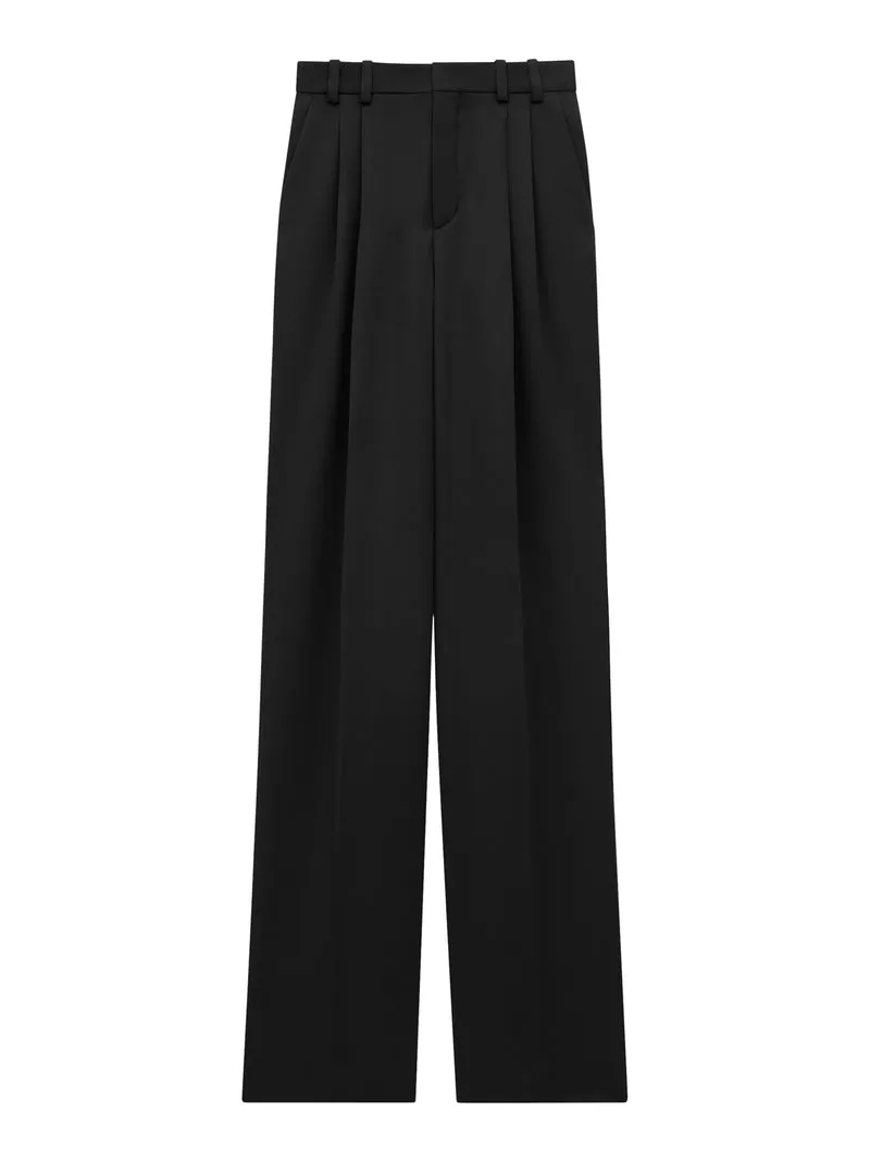 PANTALONI A VITA ALTA E GAMBA DRITTA CON DOPPIA PIEGA E PIEGA CENTRALE