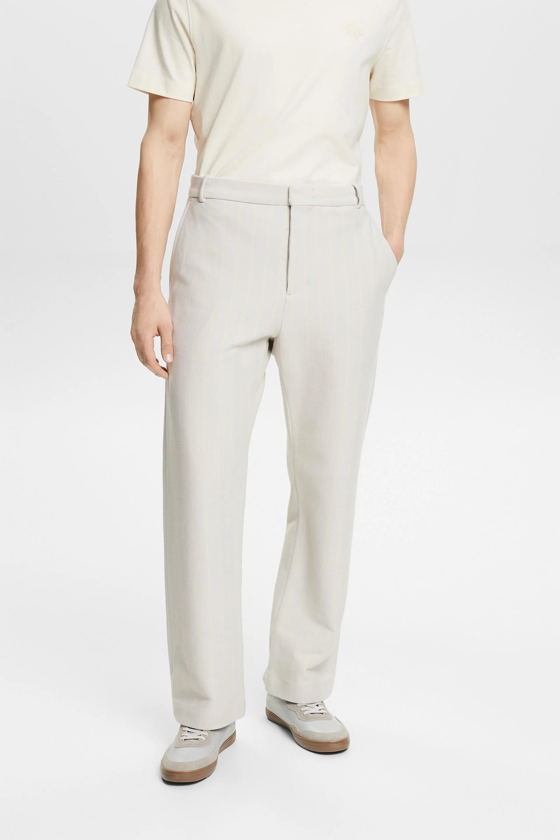 Pantaloni da completo in cotone piqué gessato