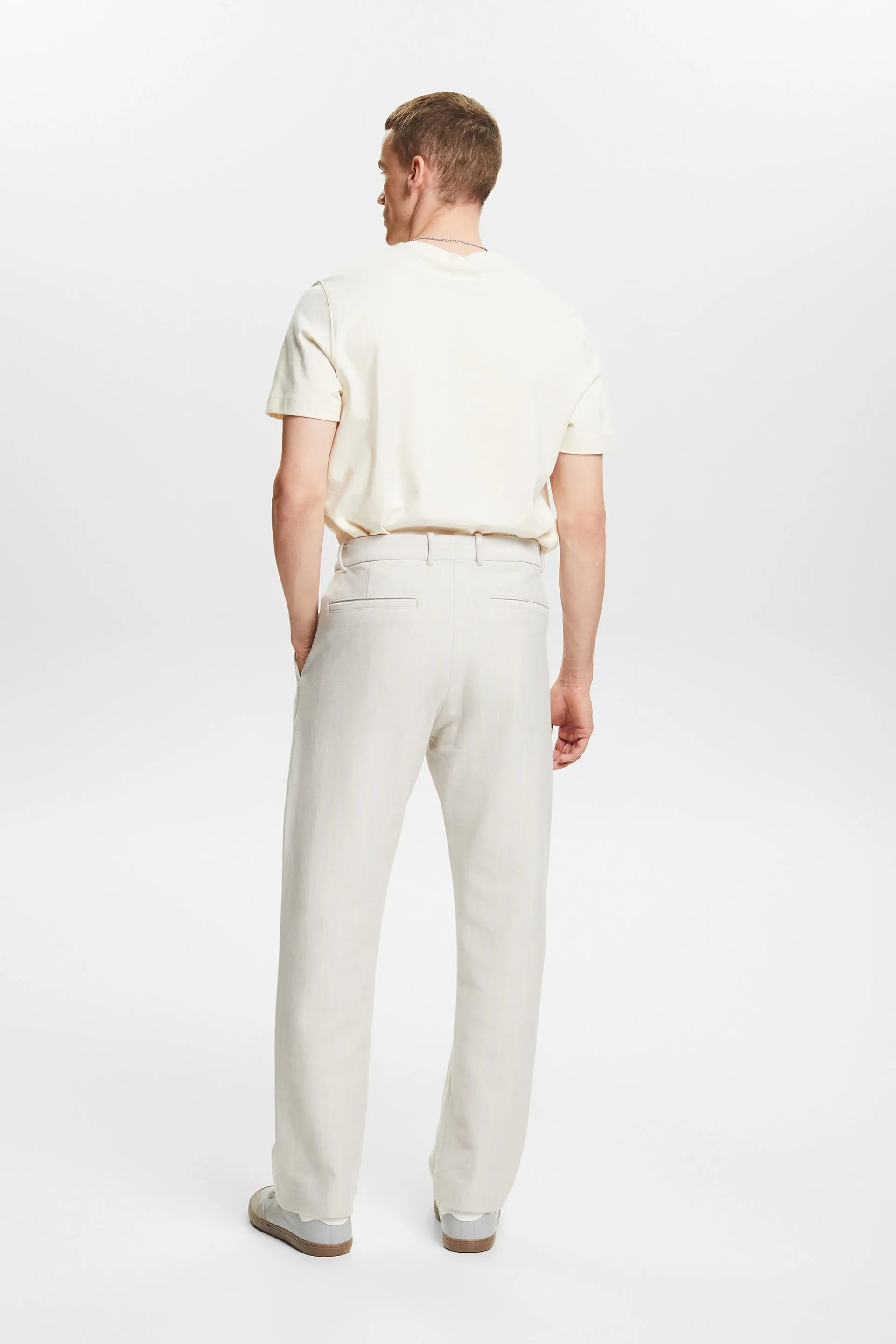 Pantaloni da completo in cotone piqué gessato