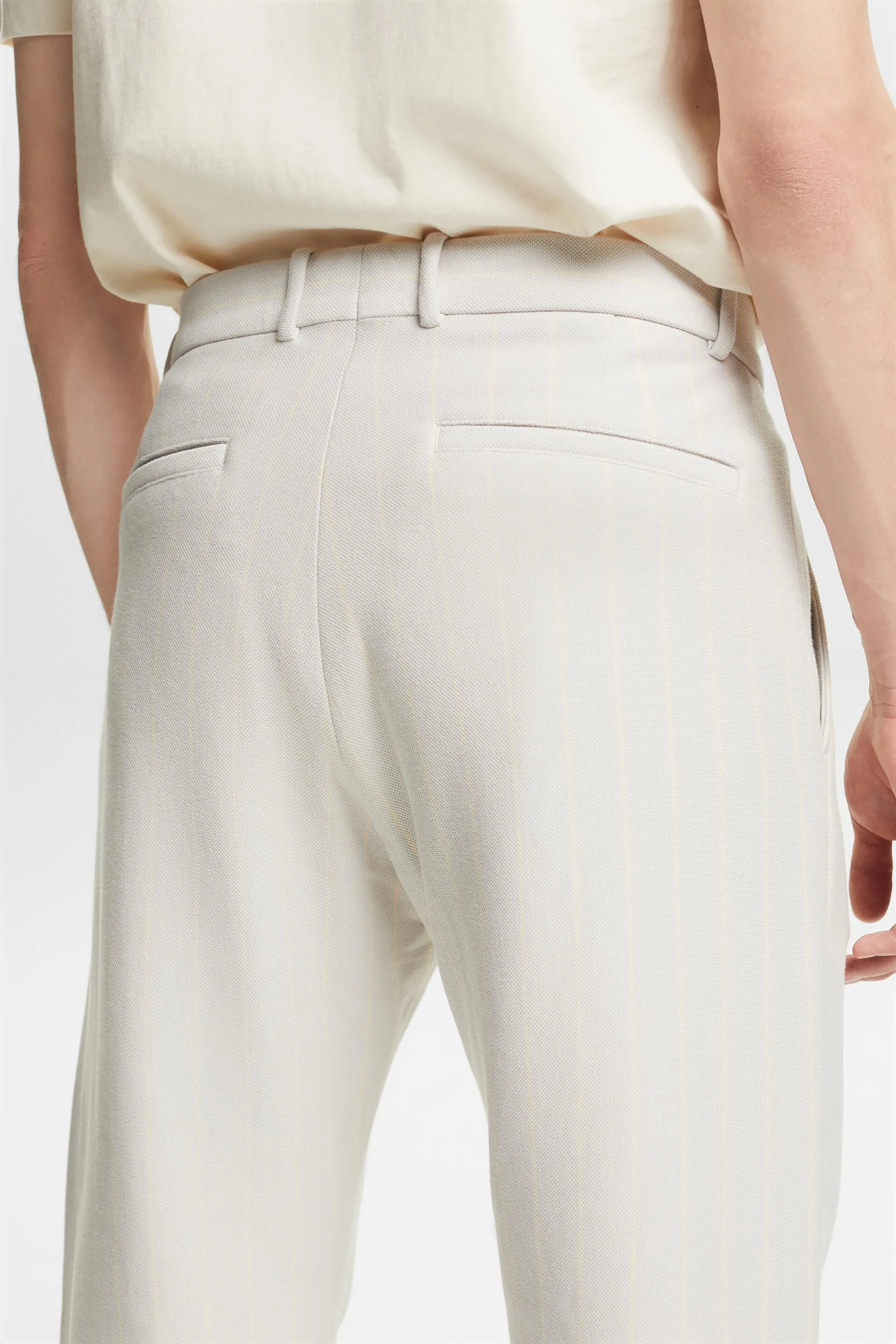 Pantaloni da completo in cotone piqué gessato