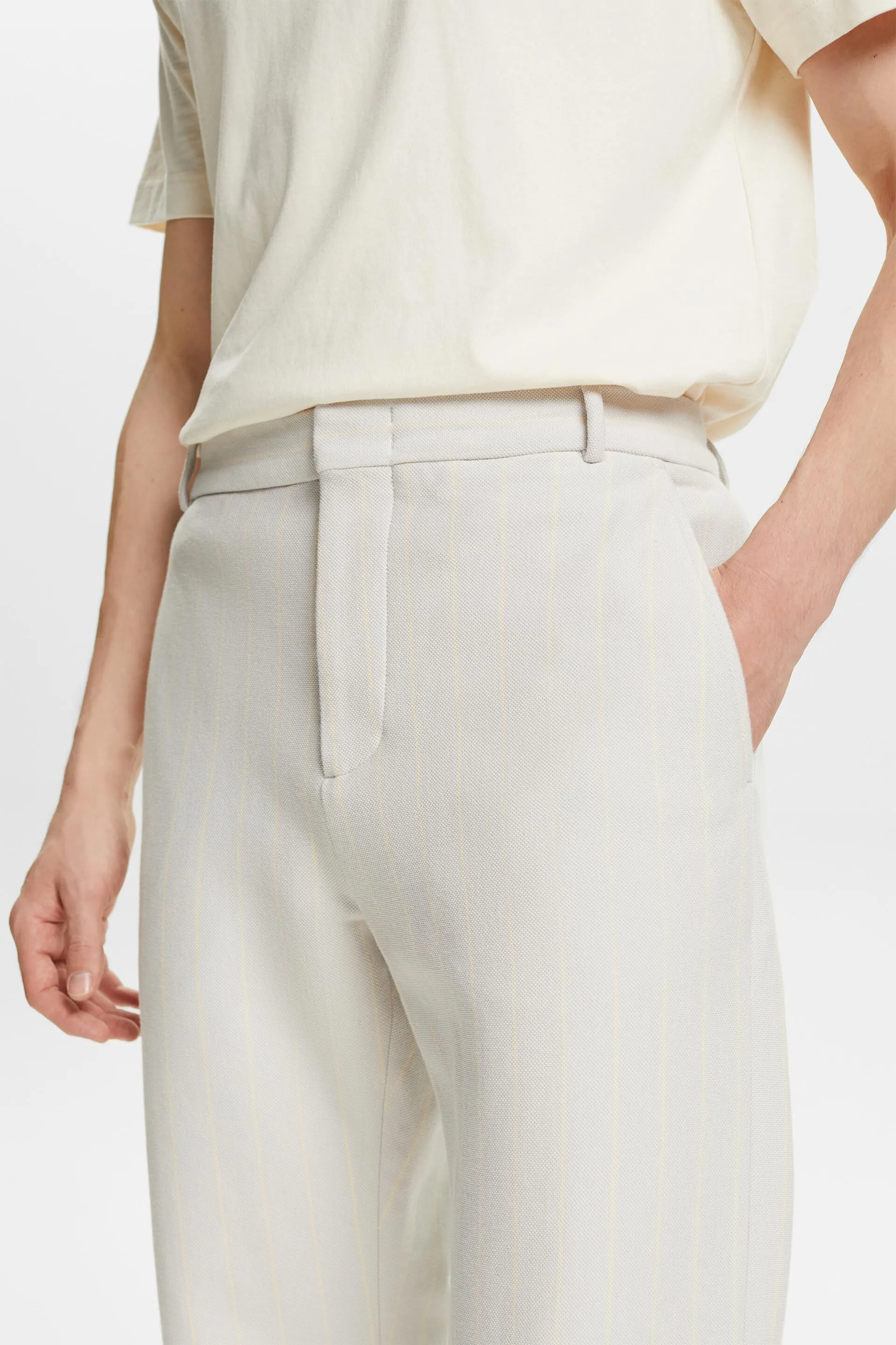 Pantaloni da completo in cotone piqué gessato