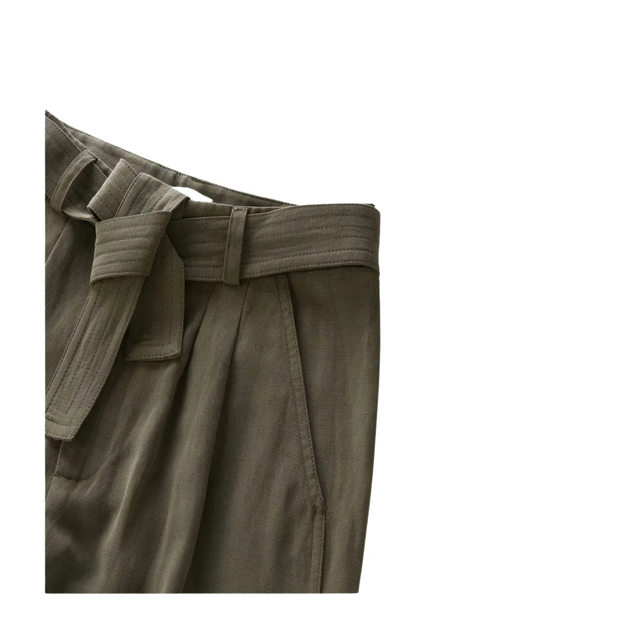 Pantaloni Donna Woolrich Misto Lino Cintura Verde