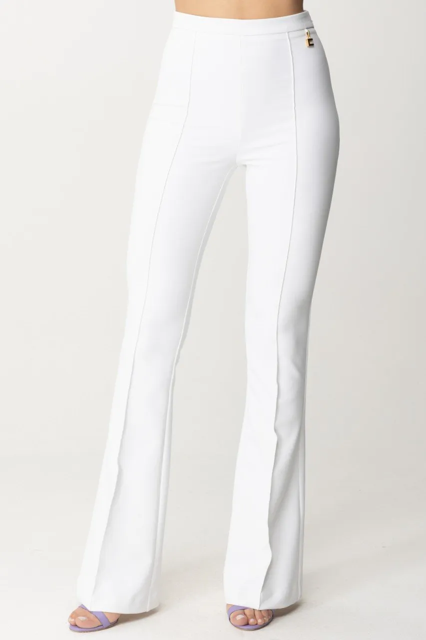 Pantaloni flare con charms C Avorio