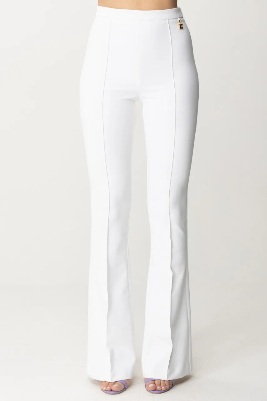 Pantaloni flare con charms C Avorio
