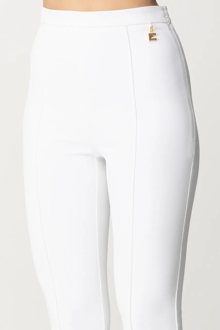 Pantaloni flare con charms C Avorio