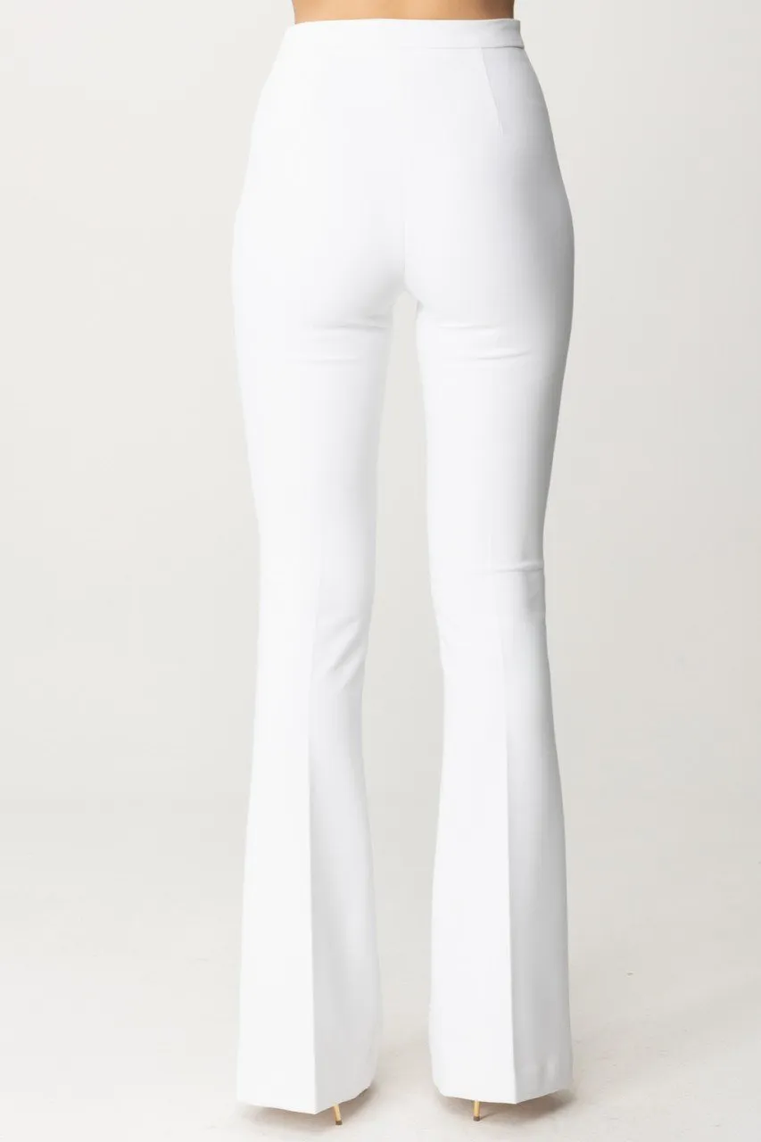 Pantaloni flare con charms C Avorio