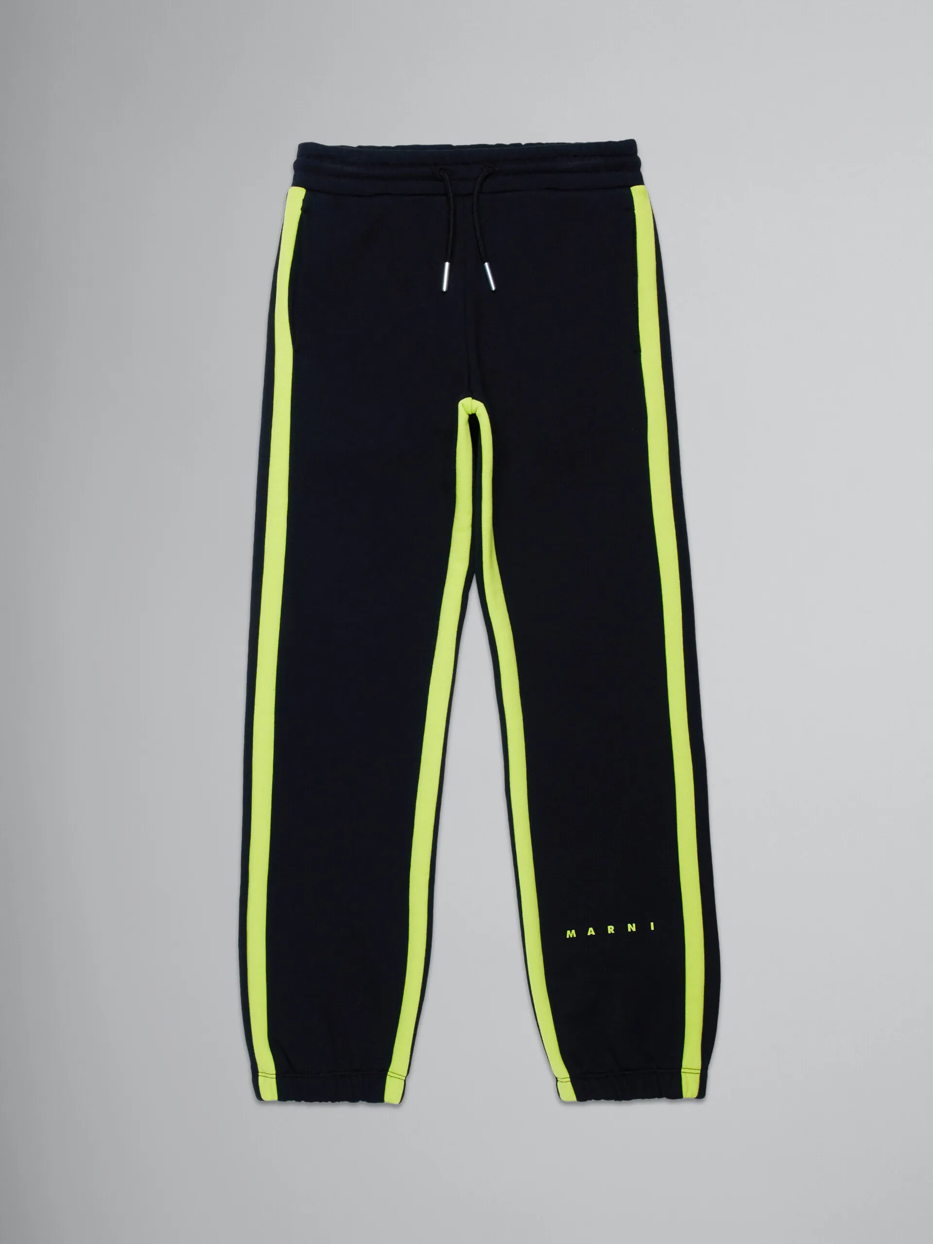 Pantaloni jogger neri in felpa con bande