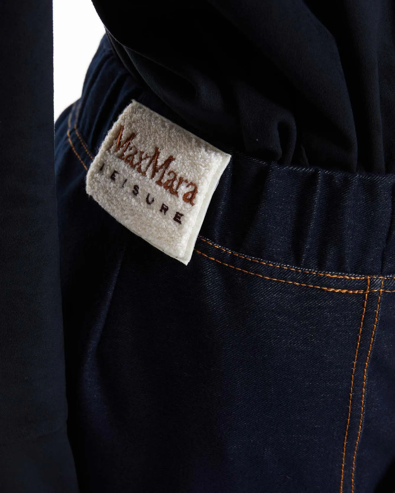 Pantaloni joggers blu in misto cotone di denim con coulisse in vita