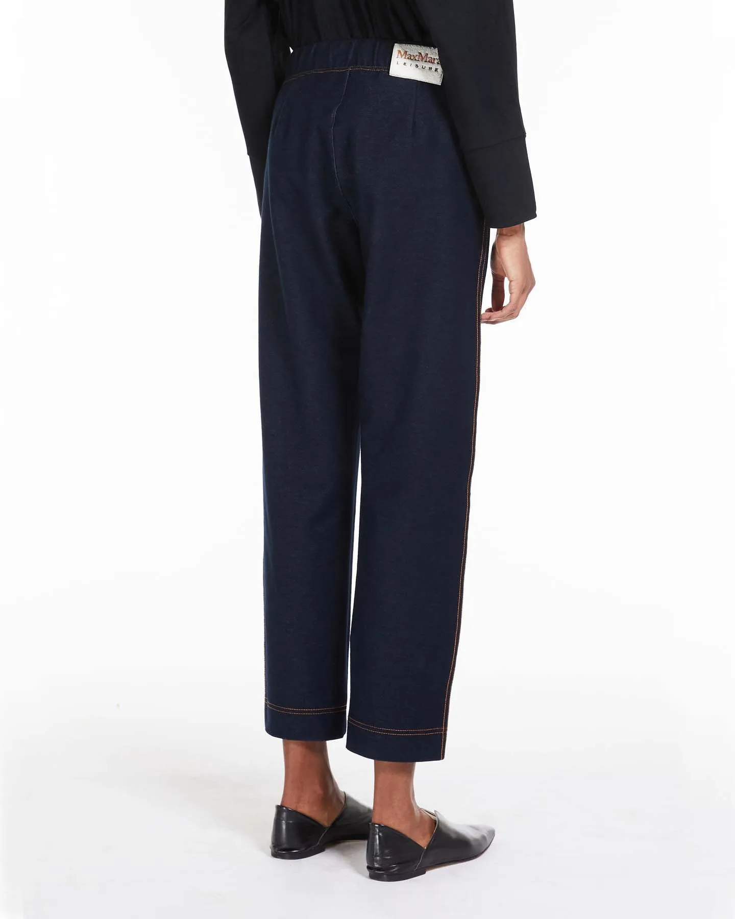 Pantaloni joggers blu in misto cotone di denim con coulisse in vita