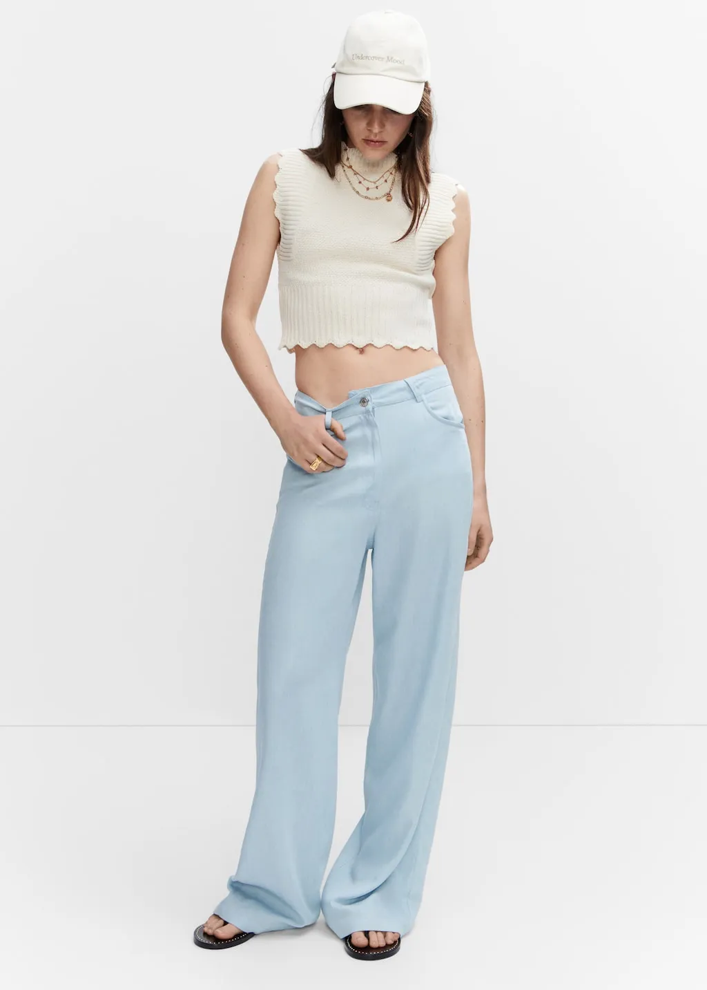 Pantaloni wideleg lyocell