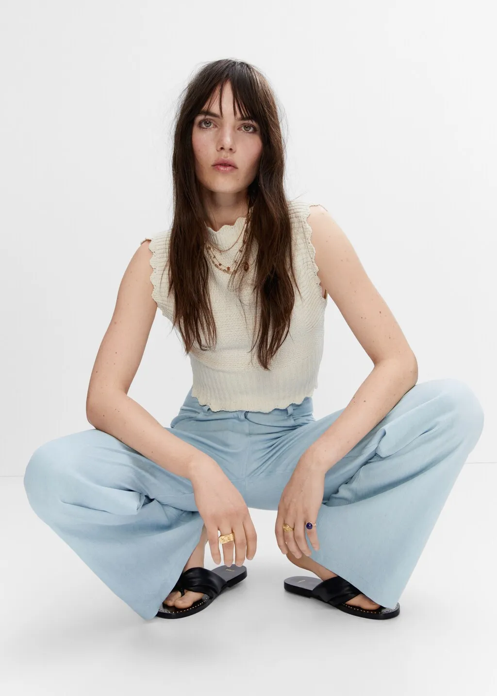 Pantaloni wideleg lyocell