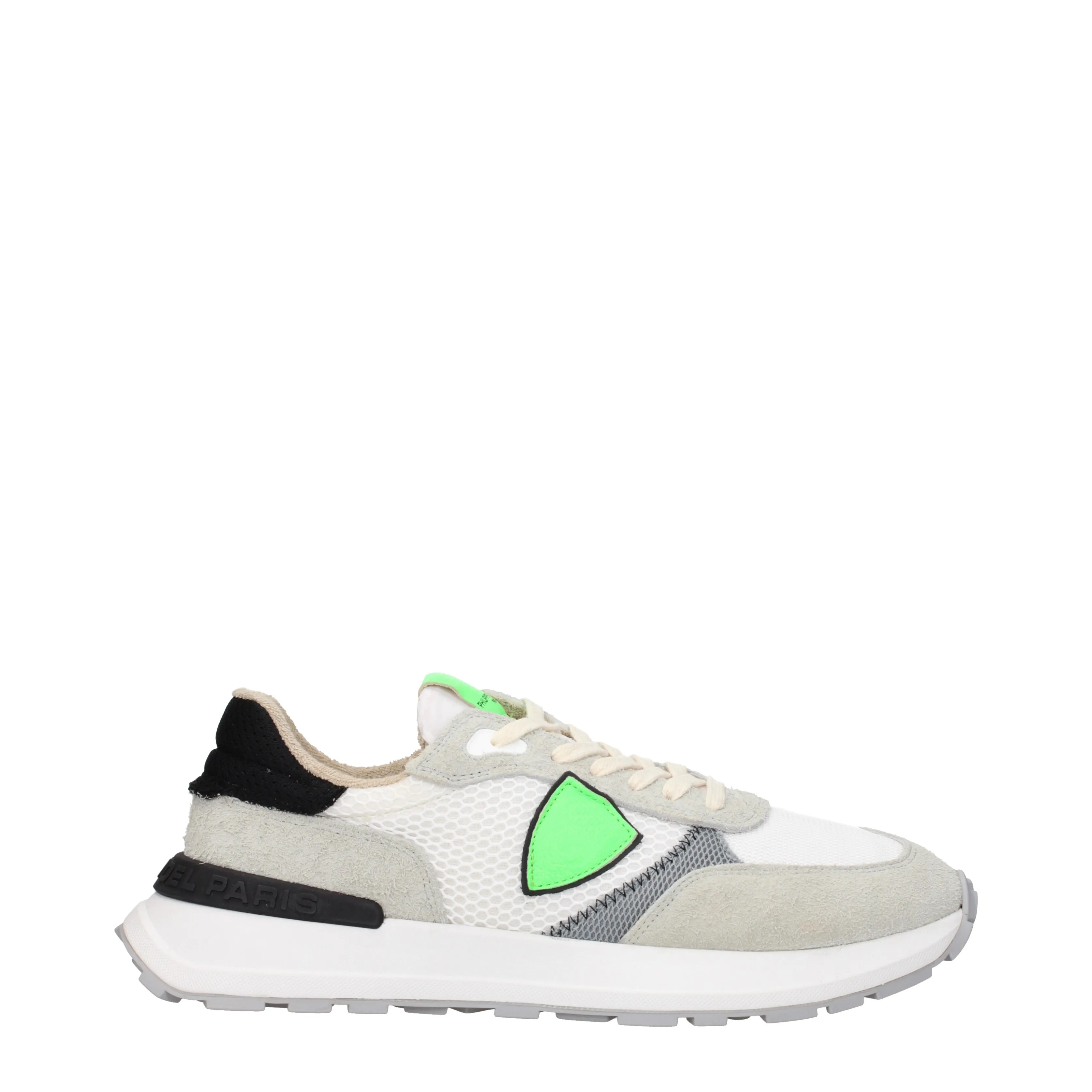 Philippe Model Sneakers Antibes low Uomo Tessuto Bianco/Verde Fluo