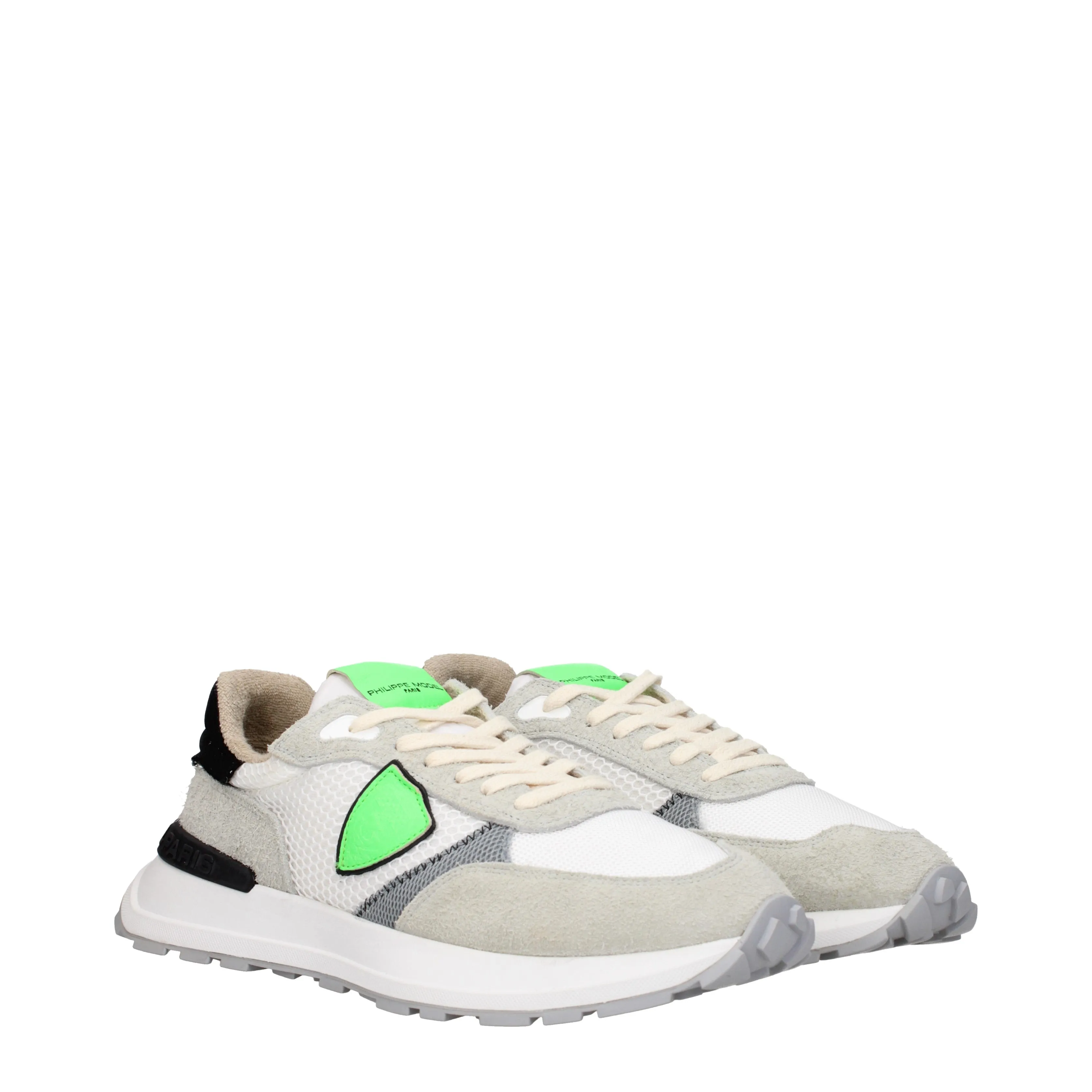 Philippe Model Sneakers Antibes low Uomo Tessuto Bianco/Verde Fluo