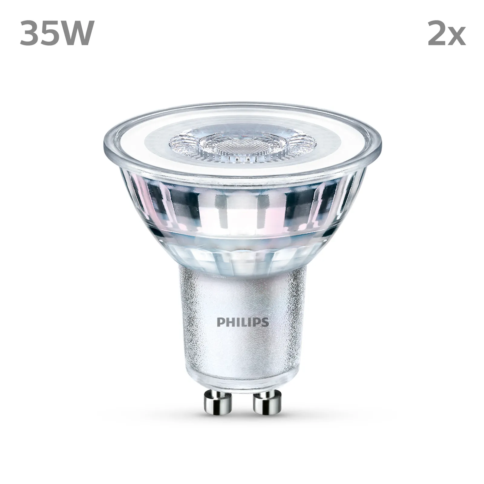 Philips Lampadina LED GU10 3,5W 275lm 840 chiaro 36° 2pcs