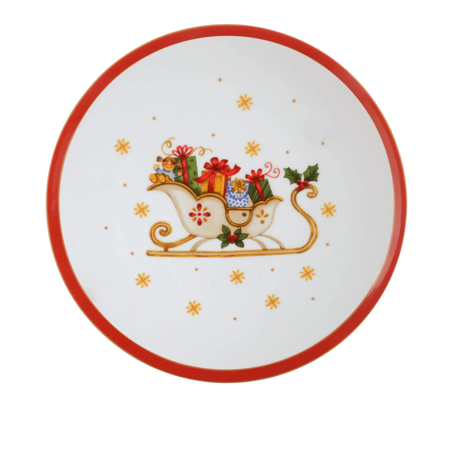 Piatto panettone natalizio Slitta - 31 cm porcellana 