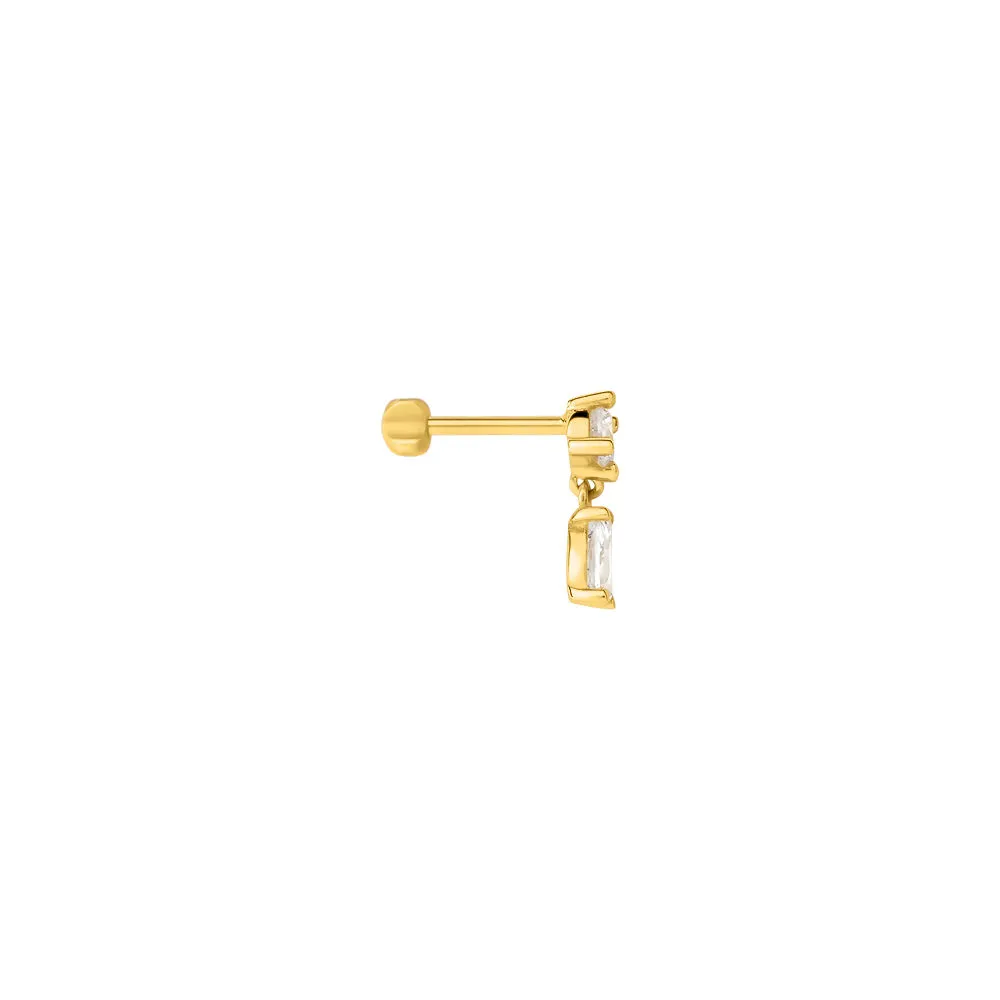 Piercing Orecchio Helix Flat Bon Ton Oro Giallo 375/1000 Cubic Zirconia Bianco 1432618