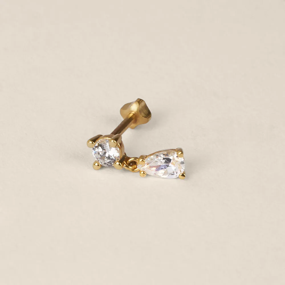 Piercing Orecchio Helix Flat Bon Ton Oro Giallo 375/1000 Cubic Zirconia Bianco 1432618
