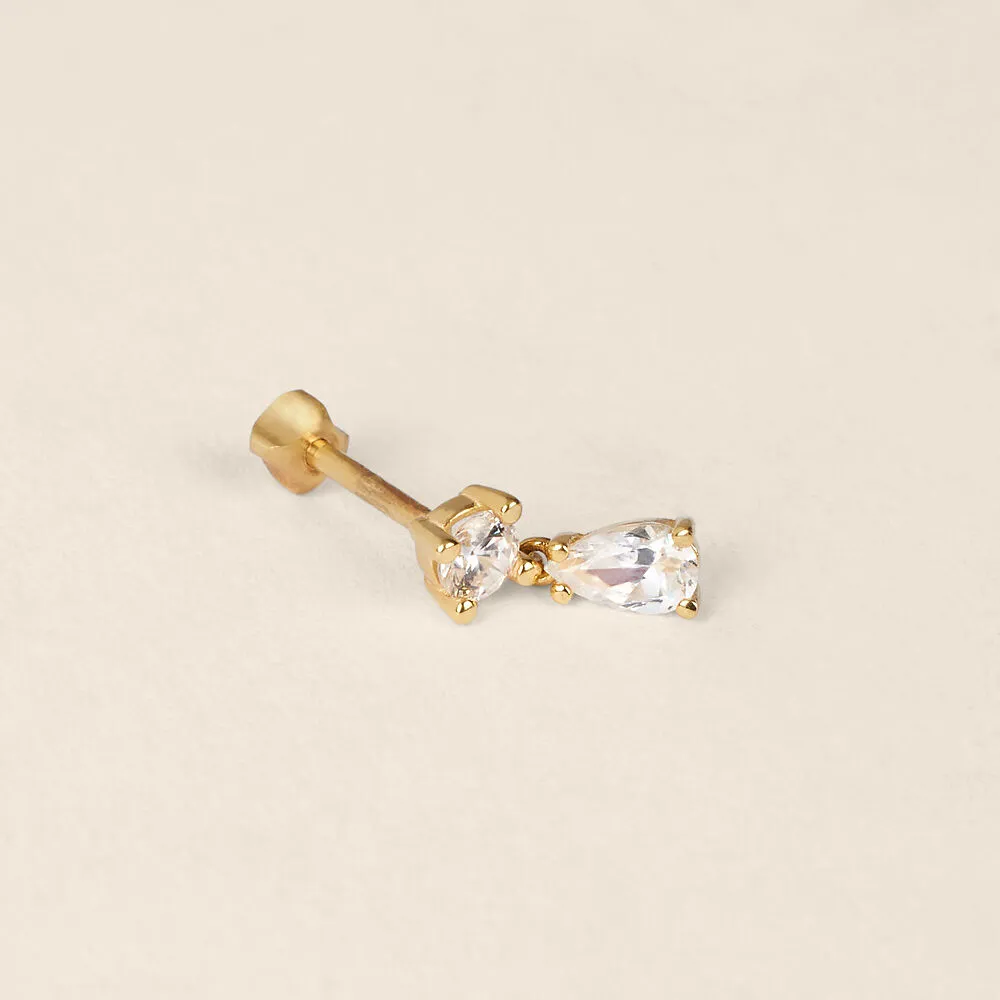Piercing Orecchio Helix Flat Bon Ton Oro Giallo 375/1000 Cubic Zirconia Bianco 1432618