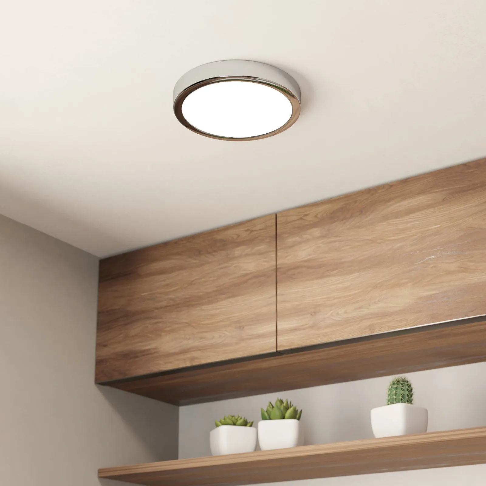 Plafoniera LED Fueva 5 IP44 3000K cromo Ø21cm