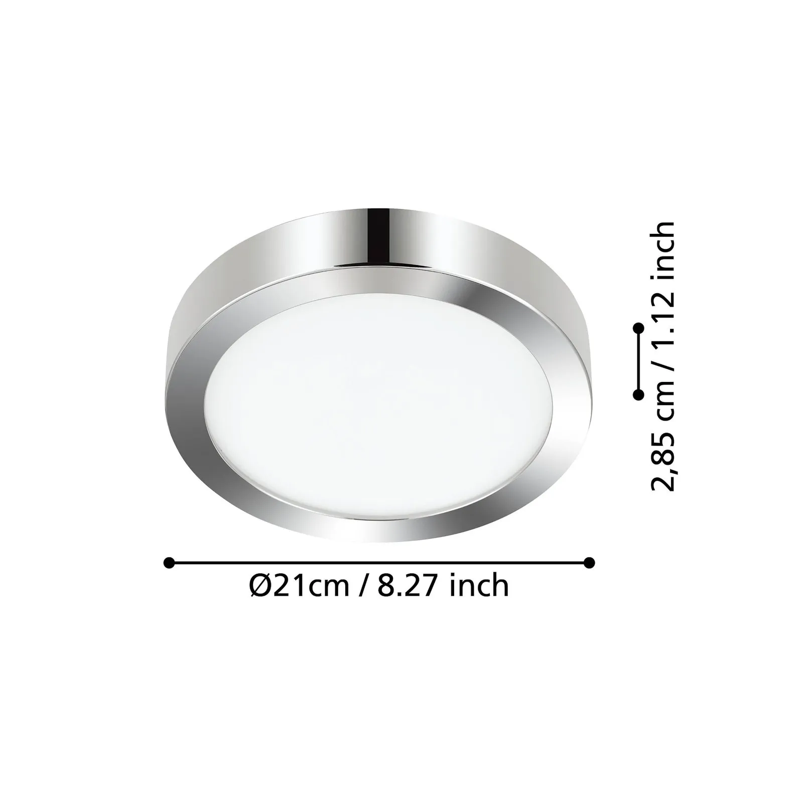 Plafoniera LED Fueva 5 IP44 3000K cromo Ø21cm