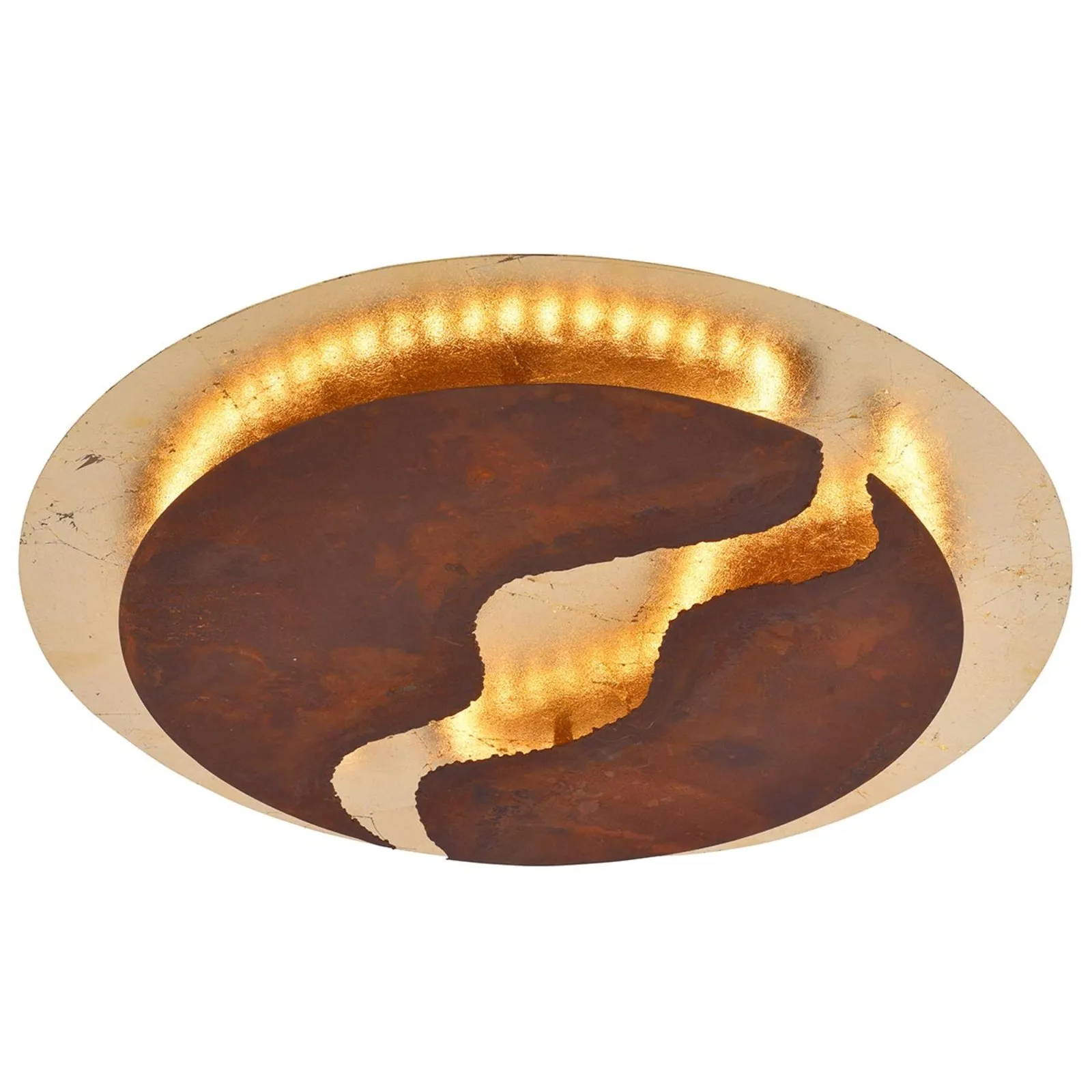 Plafoniera LED Nevis rotonda, Ø 50 cm, marrone-oro