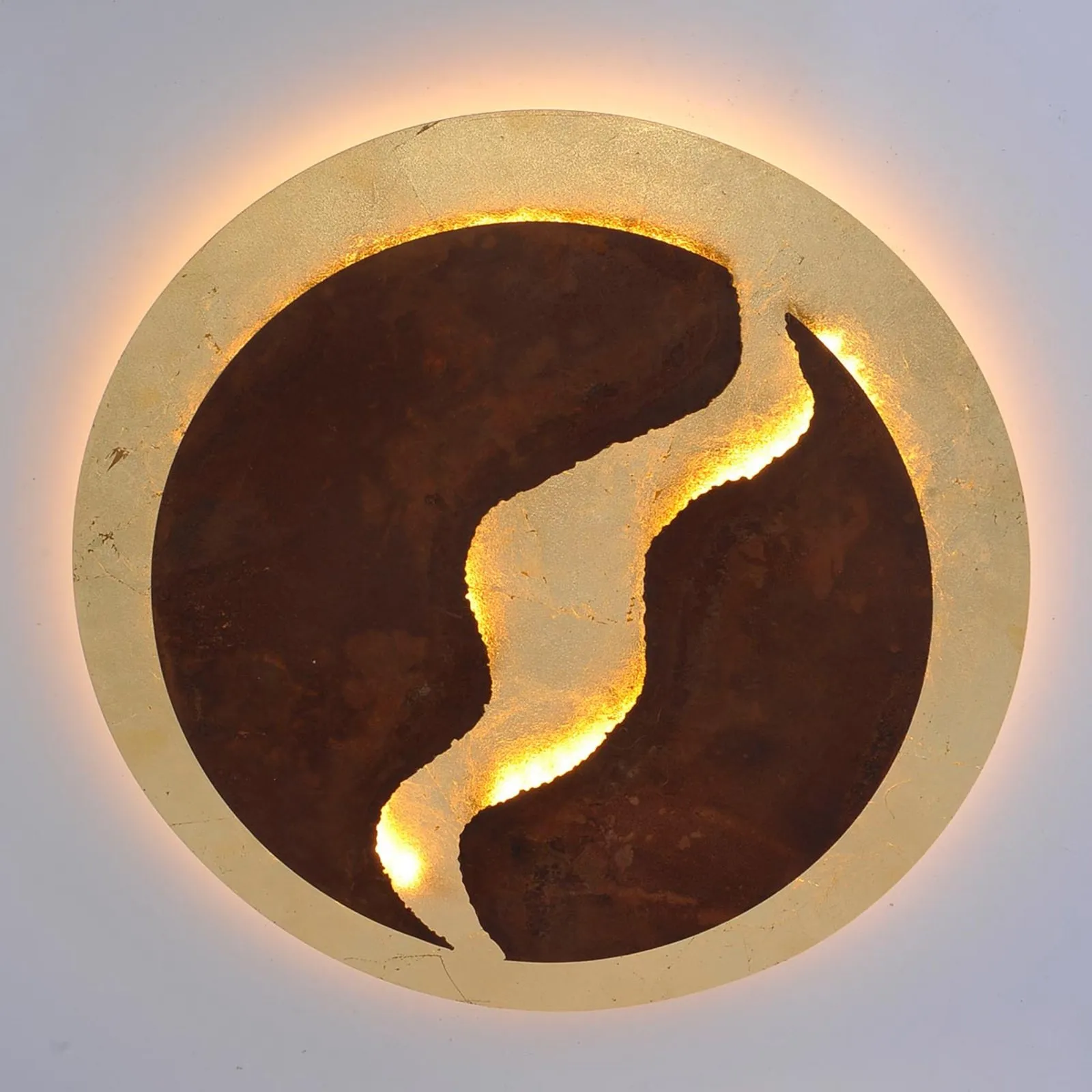 Plafoniera LED Nevis rotonda, Ø 50 cm, marrone-oro