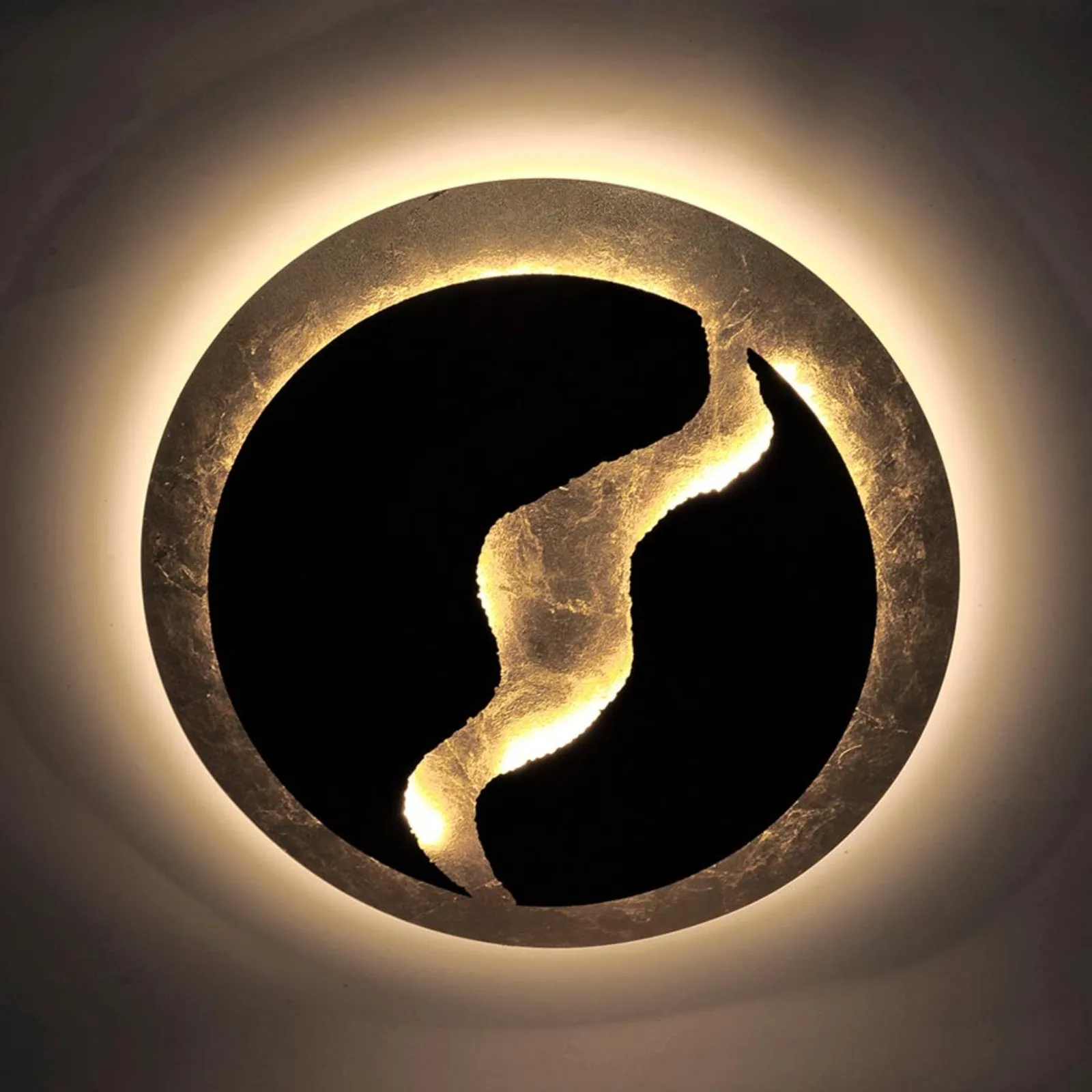Plafoniera LED Nevis rotonda, Ø 50 cm, marrone-oro