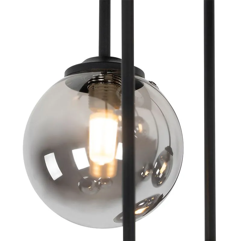 Plafoniera moderna nera a 9 luci con vetro fumé - Atene