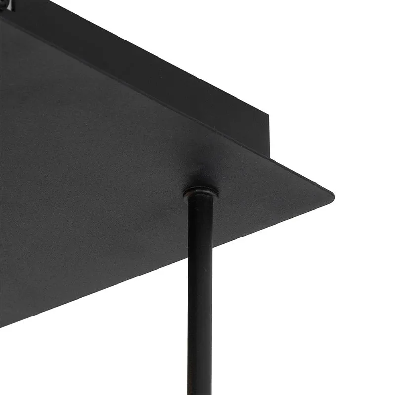Plafoniera moderna nera a 9 luci con vetro fumé - Atene