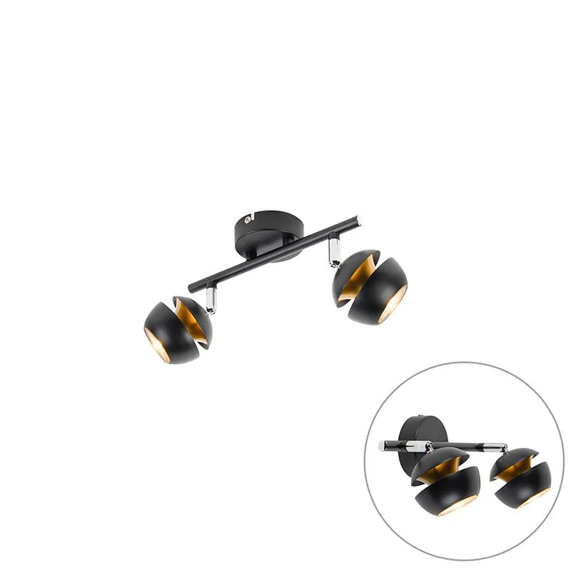 Plafoniera moderno nero interno dorato BUELL DELUXE 2 luci