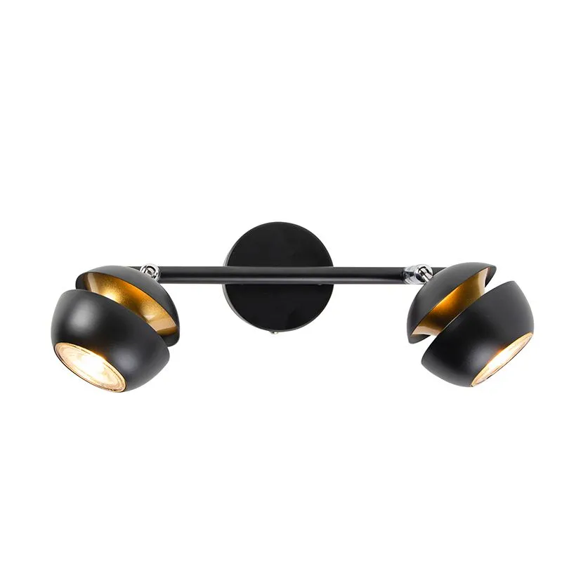 Plafoniera moderno nero interno dorato BUELL DELUXE 2 luci