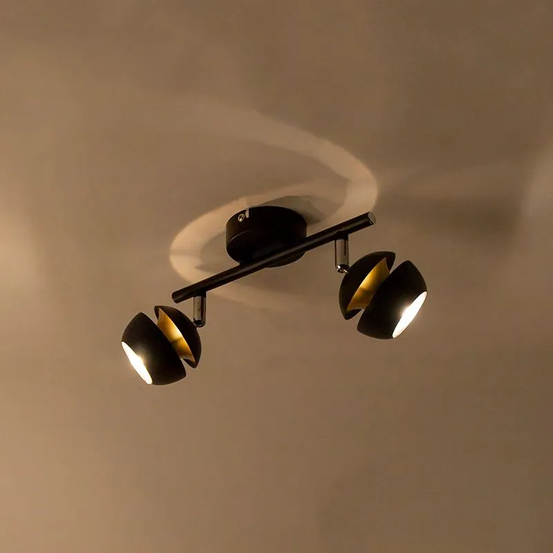 Plafoniera moderno nero interno dorato BUELL DELUXE 2 luci