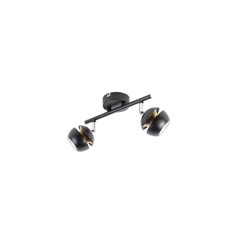 Plafoniera moderno nero interno dorato BUELL DELUXE 2 luci