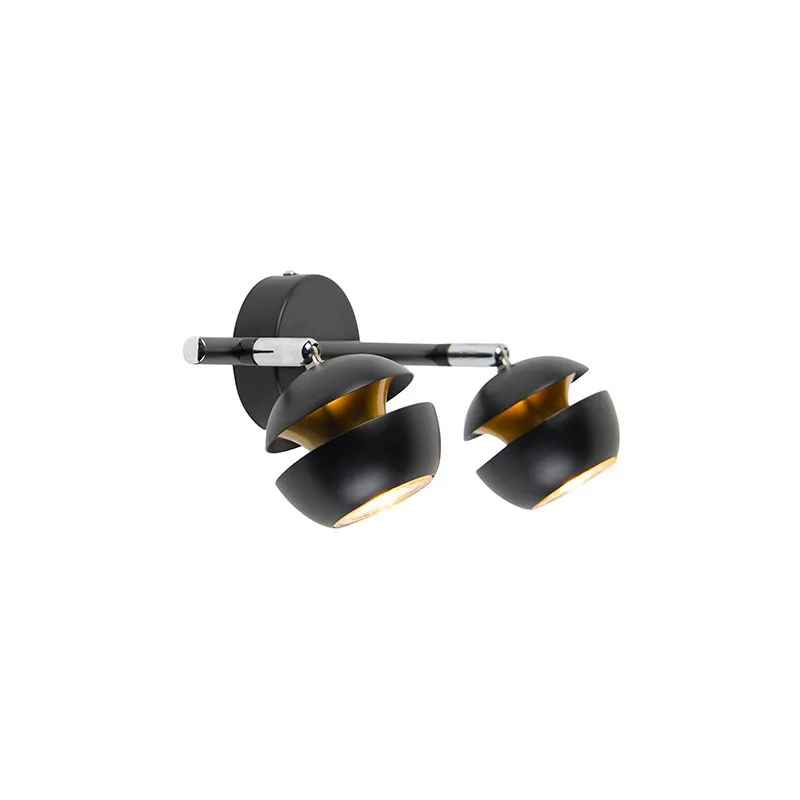 Plafoniera moderno nero interno dorato BUELL DELUXE 2 luci