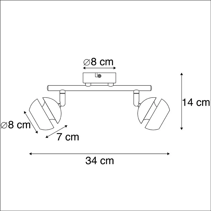 Plafoniera moderno nero interno dorato BUELL DELUXE 2 luci