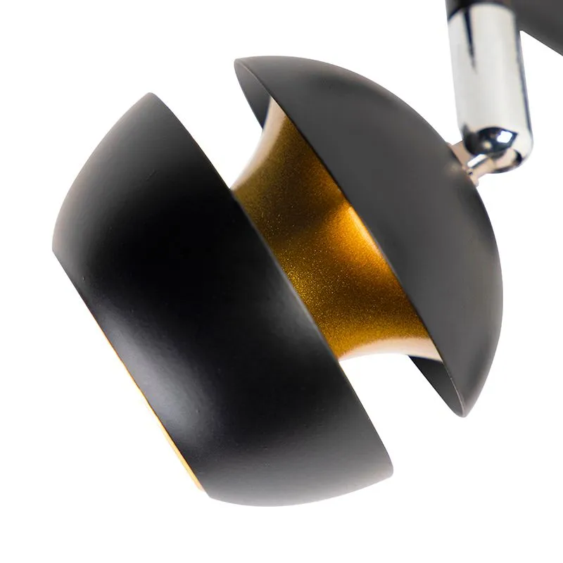 Plafoniera moderno nero interno dorato BUELL DELUXE 2 luci