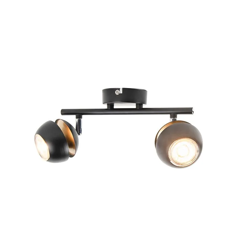 Plafoniera moderno nero interno dorato BUELL DELUXE 2 luci