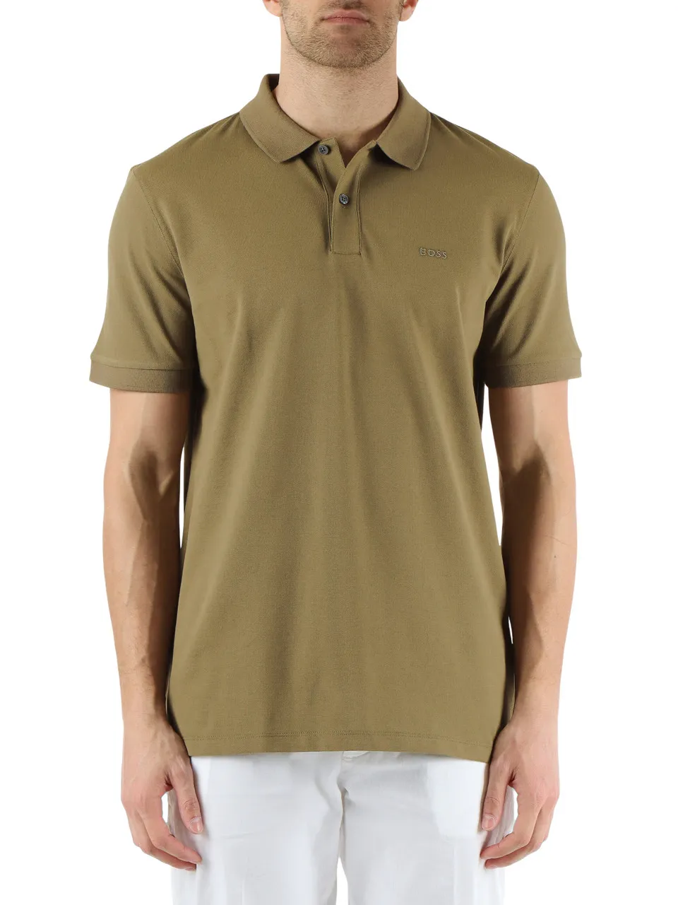 Polo in cotone piquet con ricamo logo frontale