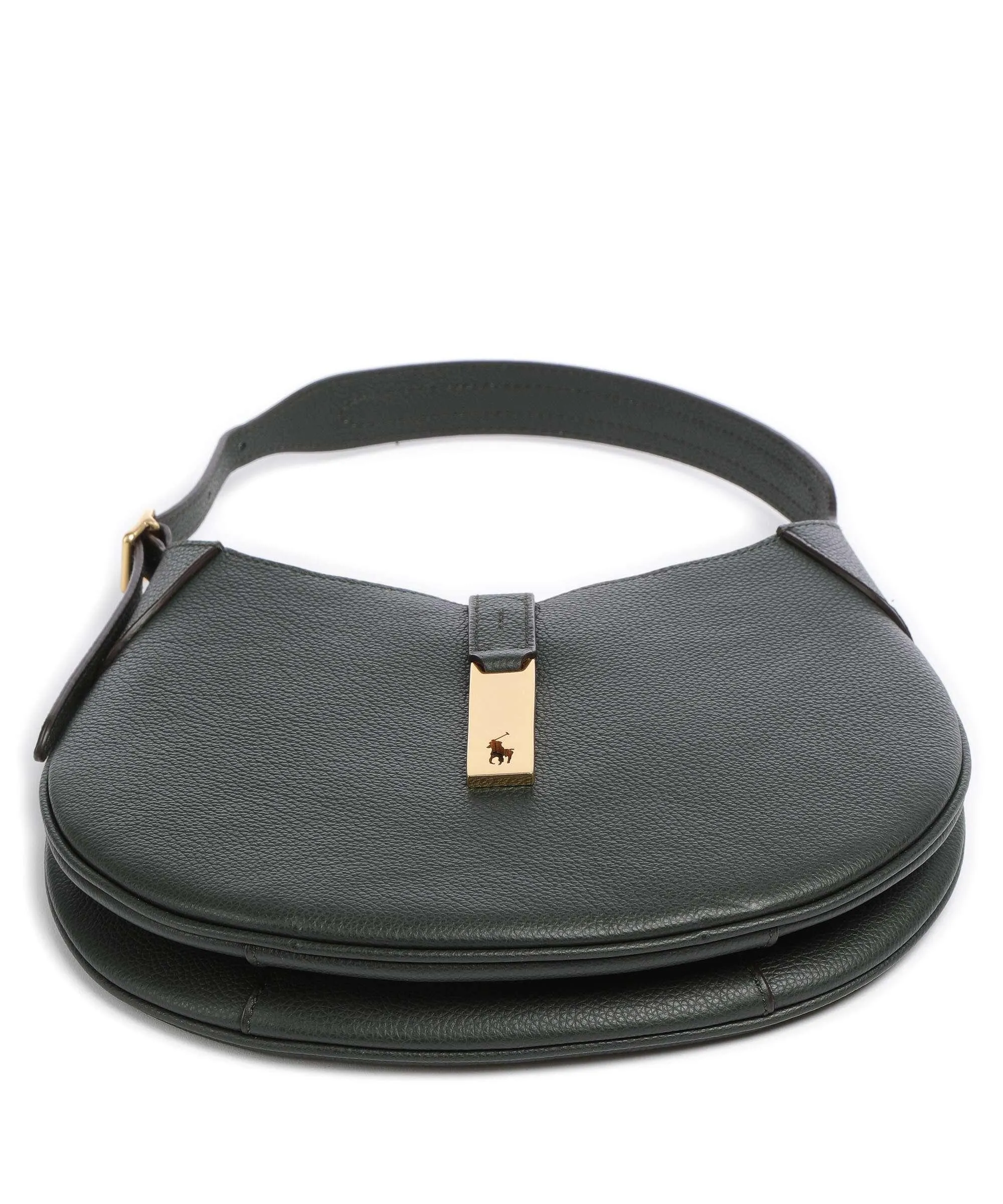  Polo Ralph Lauren ID Collection Borsa hobo pelle di vacchetta grana verde scuro  
